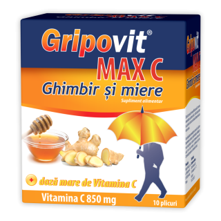 Gripovit® MAX C ghimbir+miere*10 plicuri
