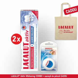 LACALUT® Aktiv Whitening COMBO + sacoșă bumbac CADOU