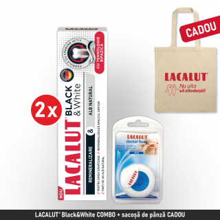 LACALUT® Black&White COMBO + sacoșă bumbac CADOU