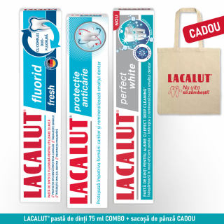 LACALUT® pastă de dinți COMBO + sacoșă bumbac CADOU